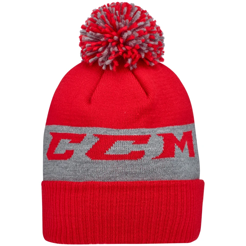 CCM Team Fleece Pom Knit Red Beanie